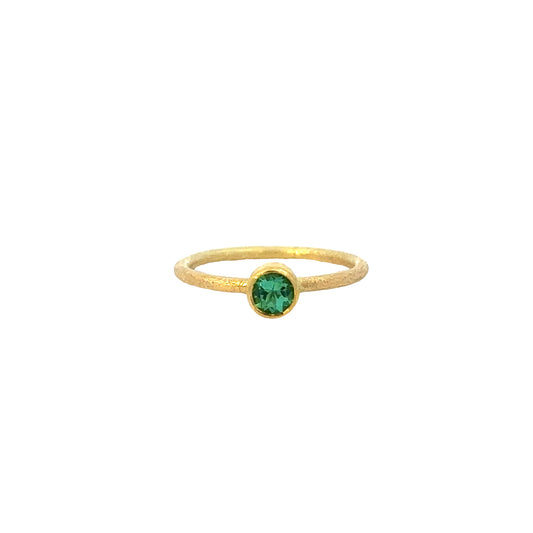 faceted round green tourmaline ring