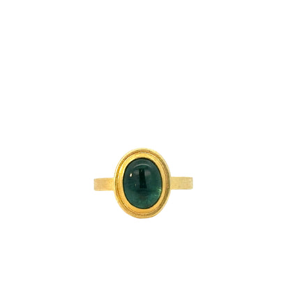 indicolite cabochon oval framed ring