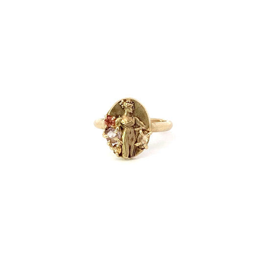 dancing girl petite signet ring - sunset