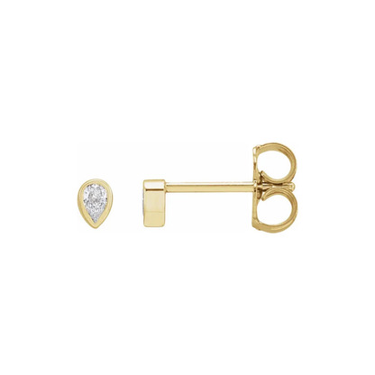 pear bezel stud earrings - grown diamond