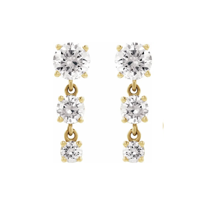 round three-stone drop earrings - grown diamond