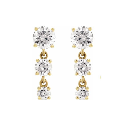 round three-stone drop earrings - grown diamond