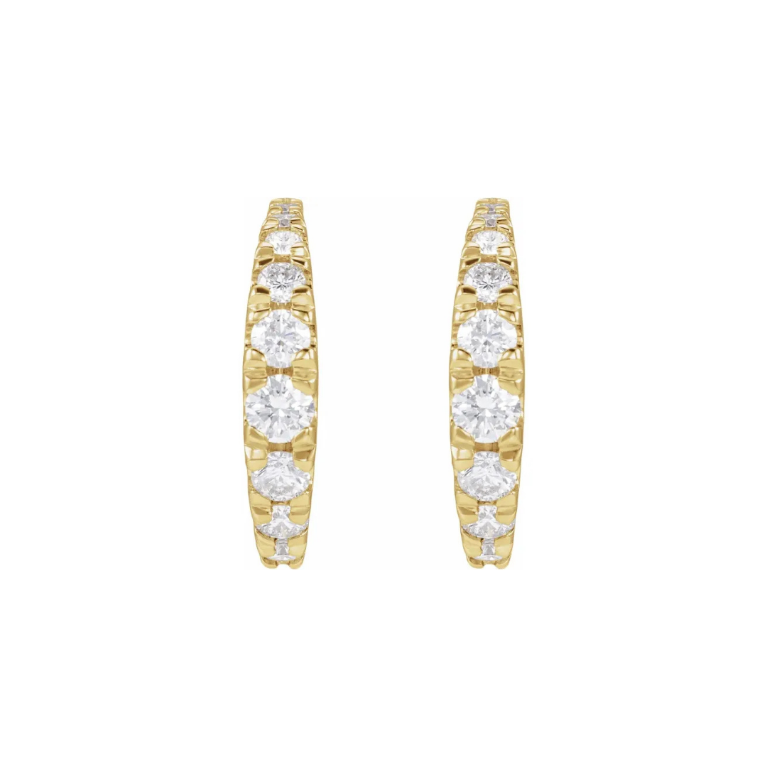 graduated stone post hoop earrings - grown diamond
