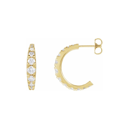 graduated stone post hoop earrings - grown diamond