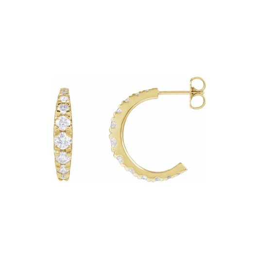 graduated stone post hoop earrings - grown diamond