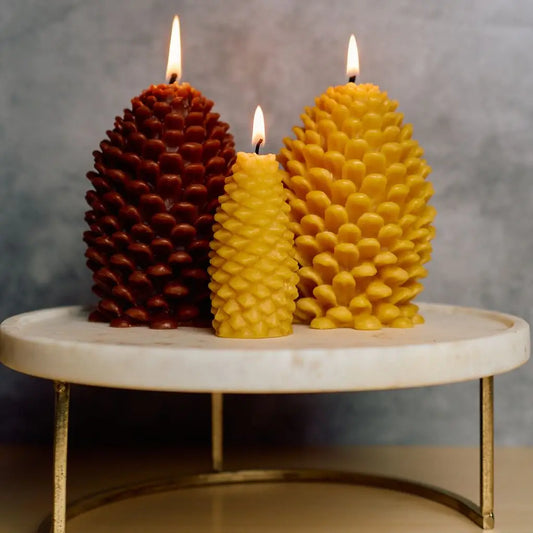 beeswax decorative candle - pine cone