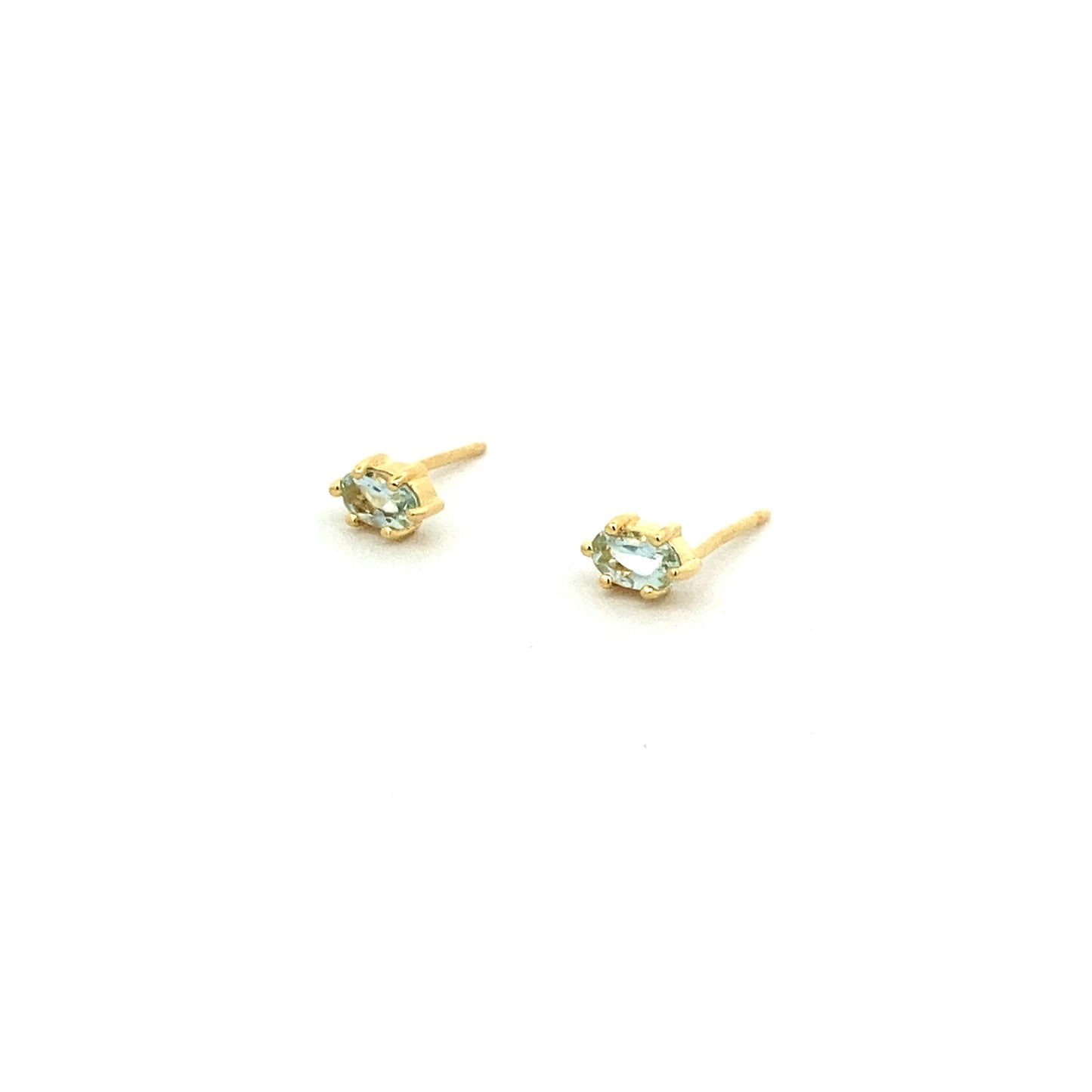oval claw-set stud earrings - aquamarine