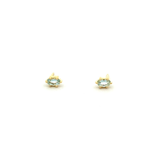 oval claw-set stud earrings - aquamarine