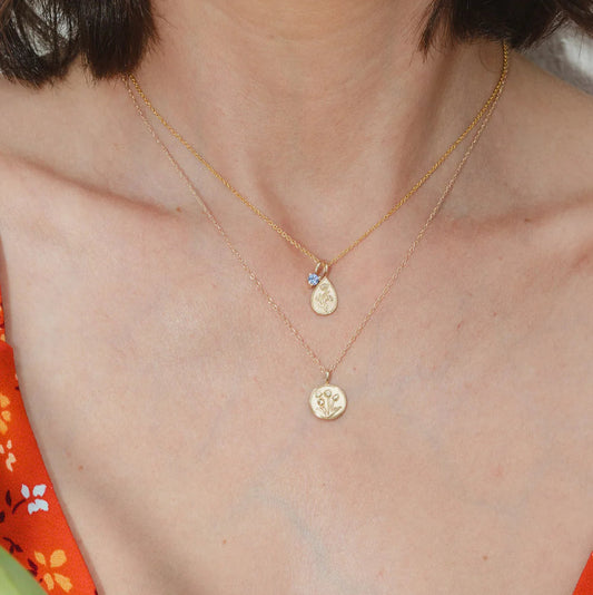 14k gold flower charm / april / tulip