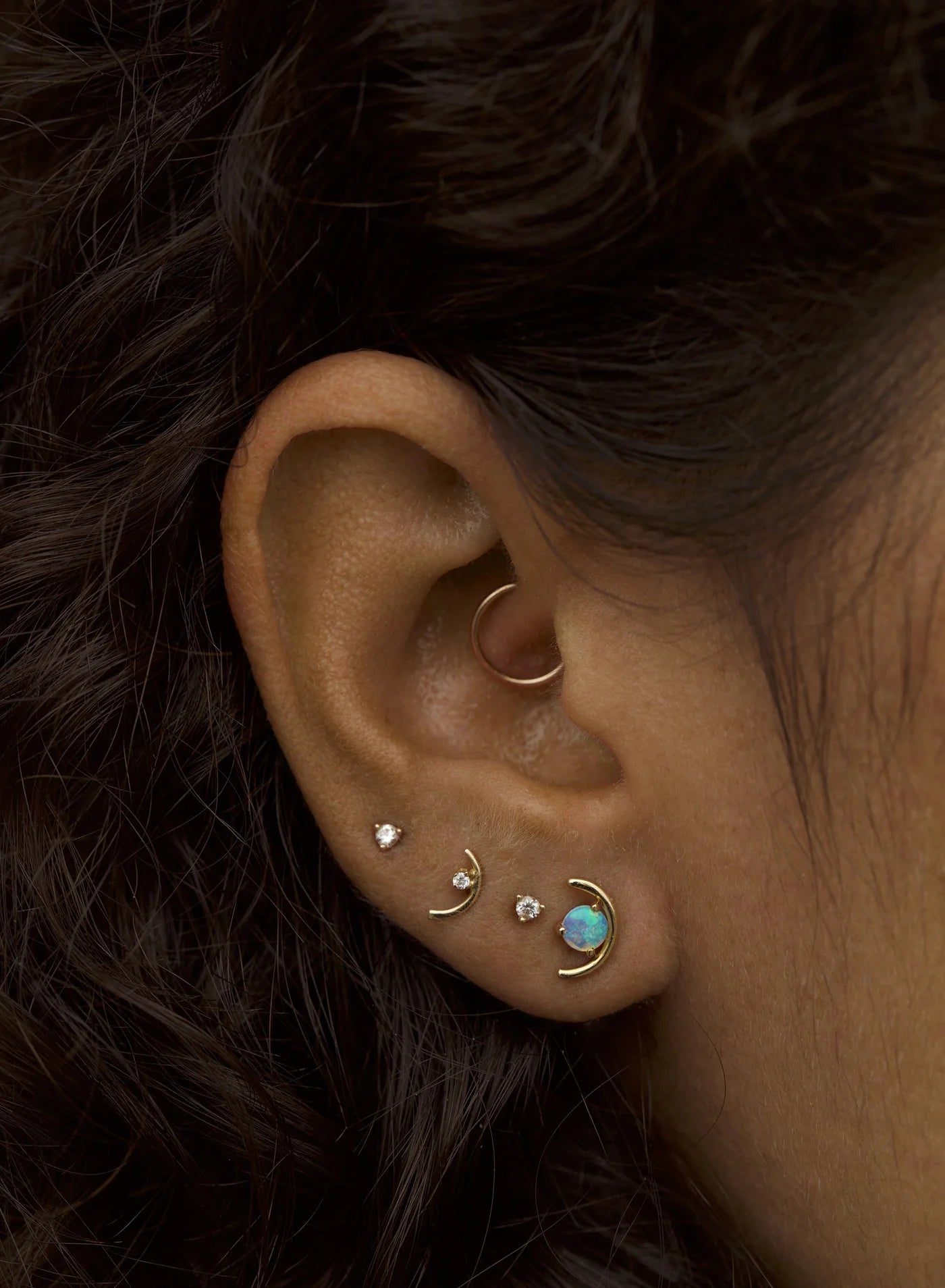 wwake / large opal arc stud earrings