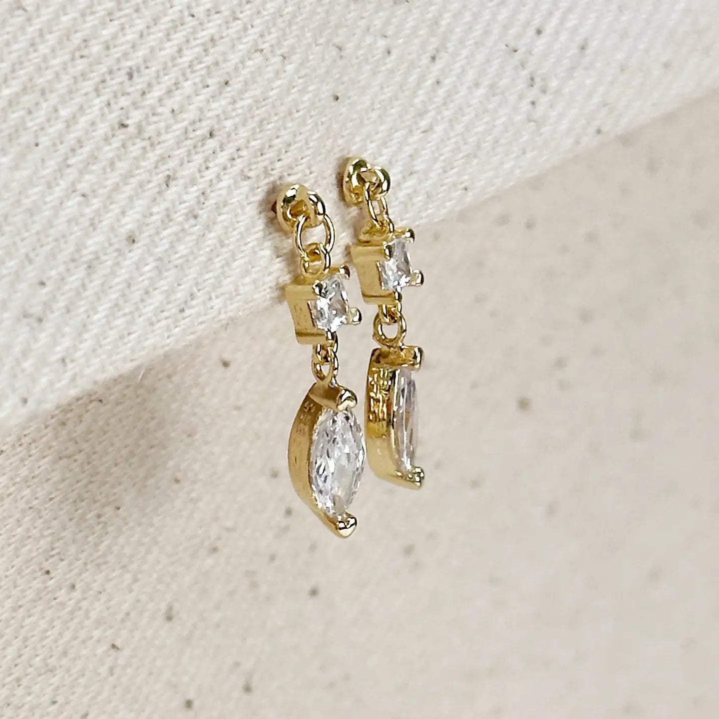 marquise + princess dangling earrings - cz