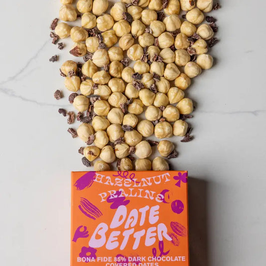 date better / chocolate covered dates - hazelnut praline