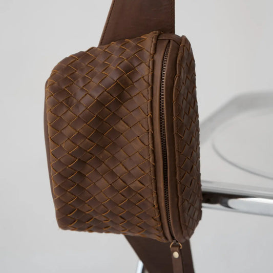 woven remy fanny pack - saddle
