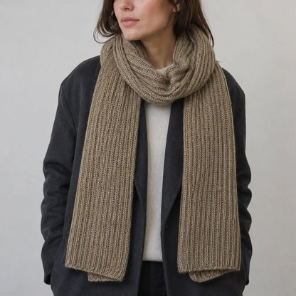 ribbed knit cashmere scarf - mocha