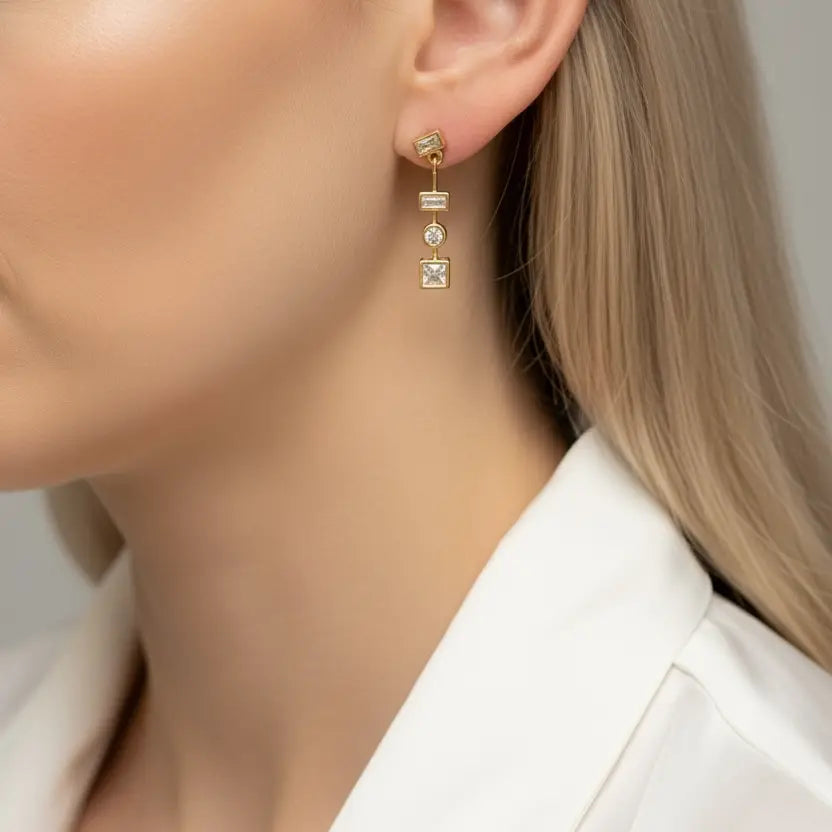 dangling shapes earrings - cz