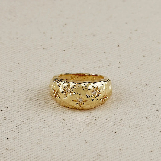 large hammered moon ring