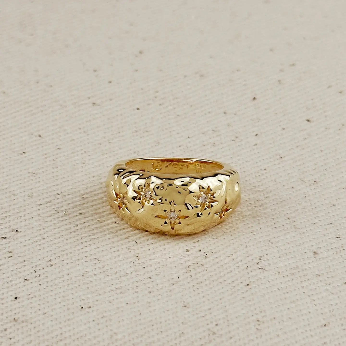 large hammered moon ring