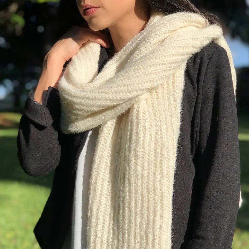 chunky knit alpaca scarf - snow