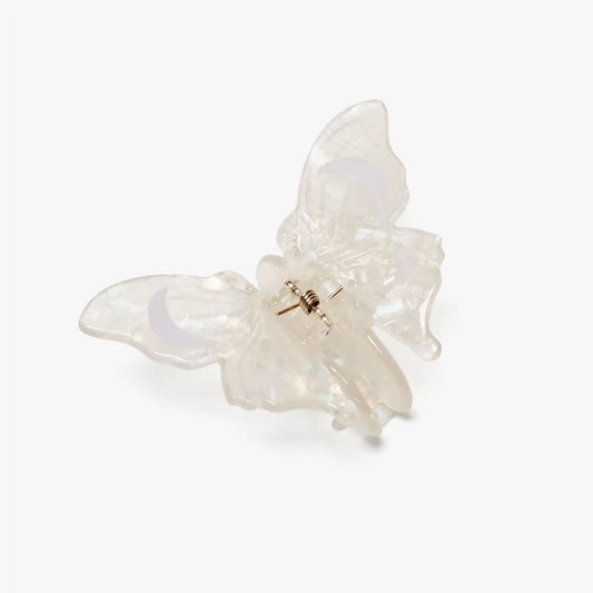 white satin moth crescent moon mini claw hair clip