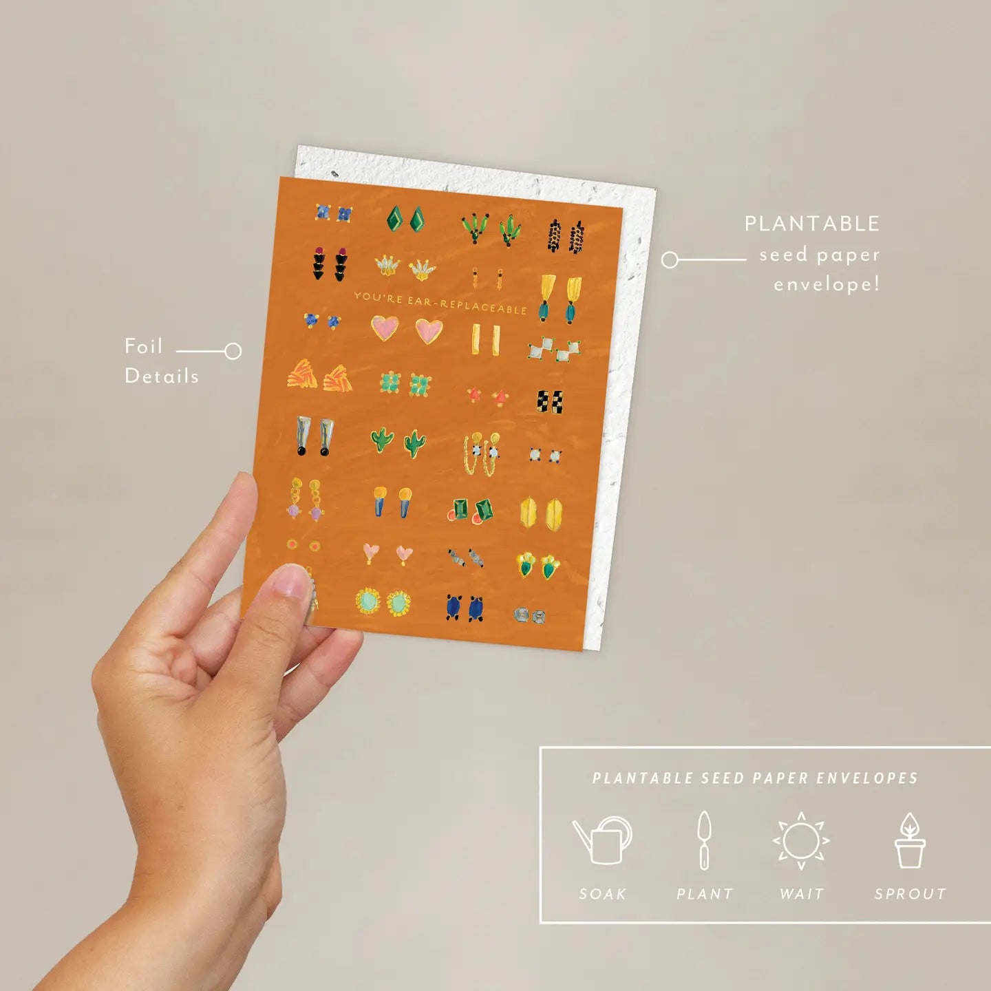 earrings + love + friendship card