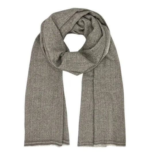 handloom cashmere scarf / herringbone - espresso