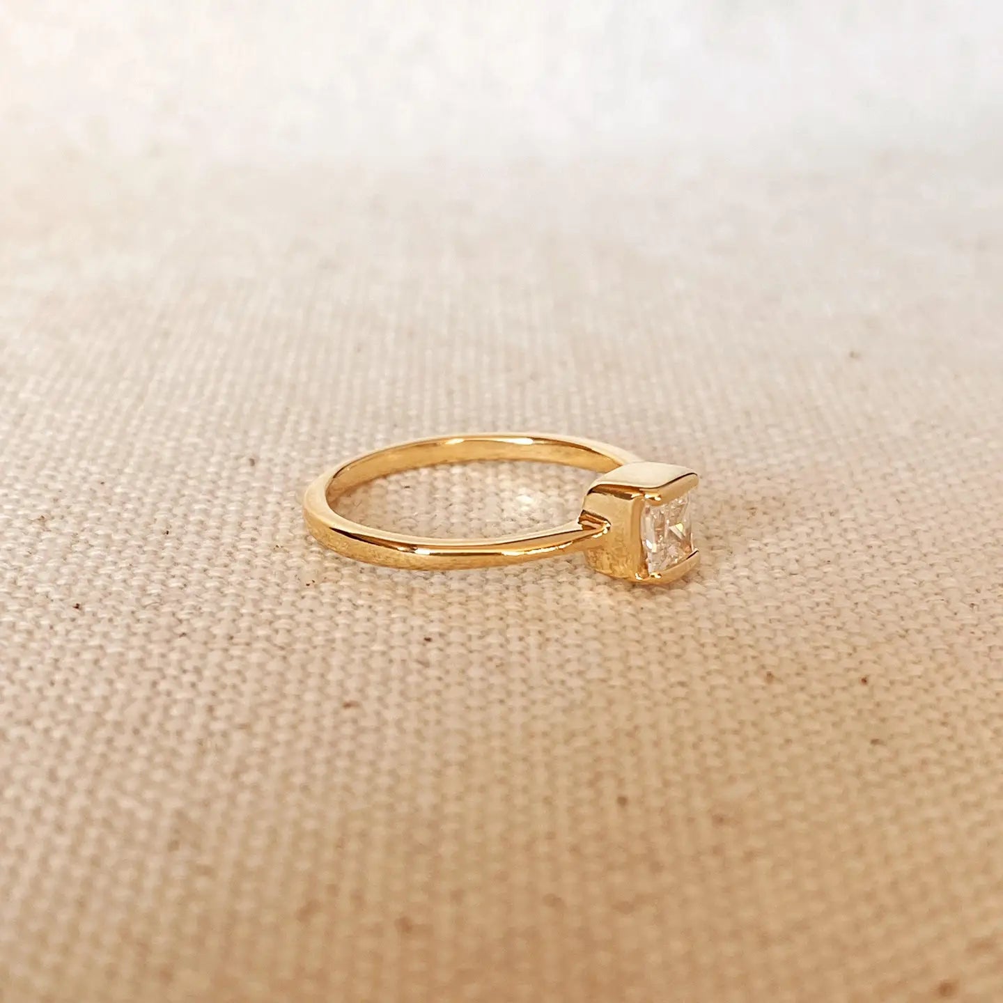 square channel-set stone ring - cz