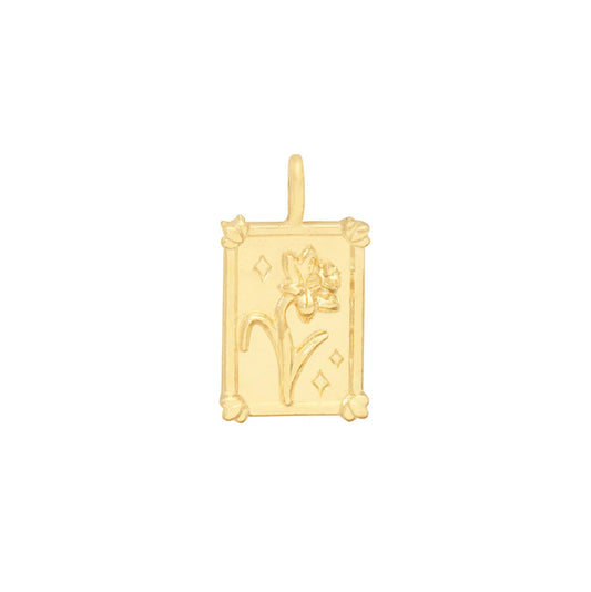 14k gold flower charm / march / daffodil