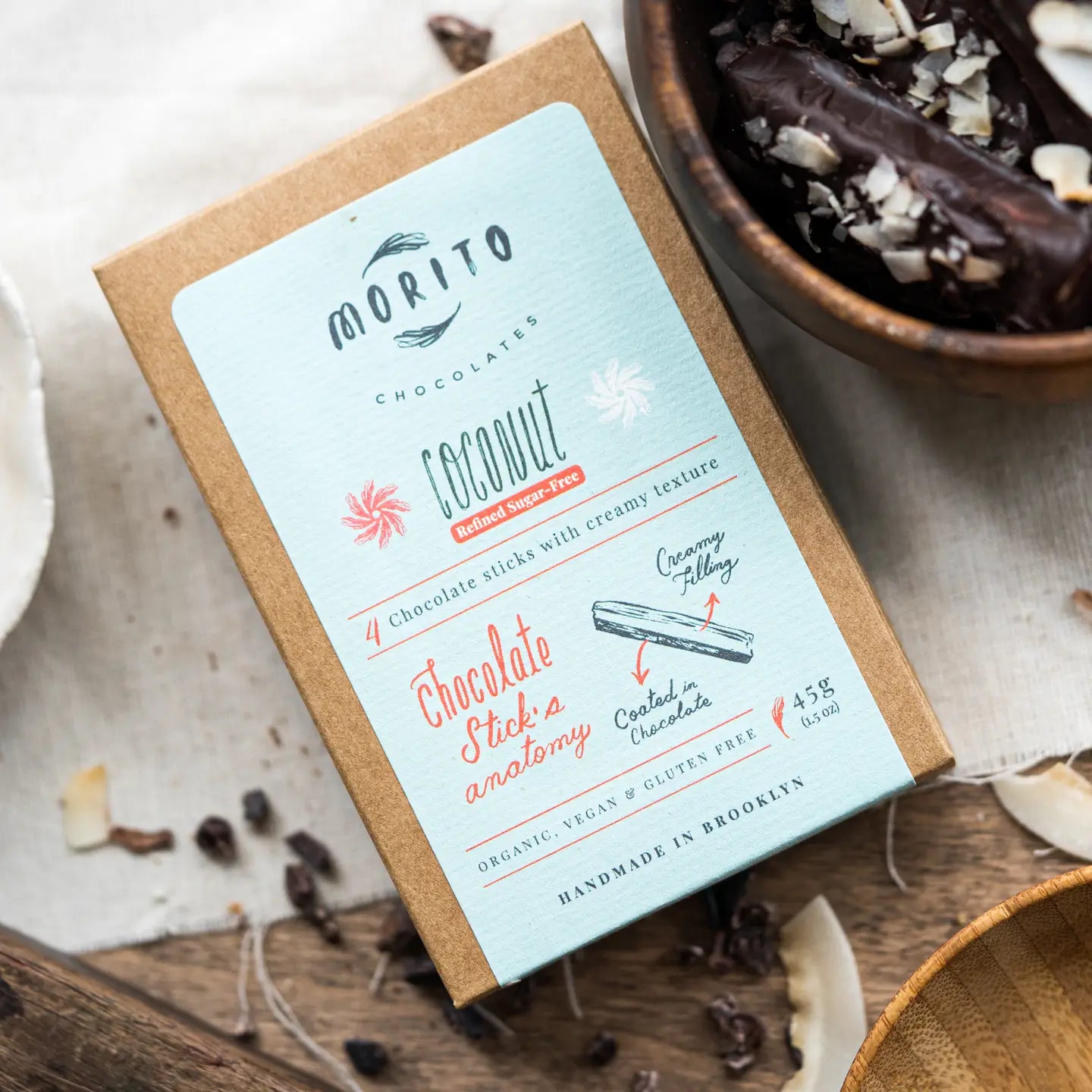 coconut vegan chocolate sticks