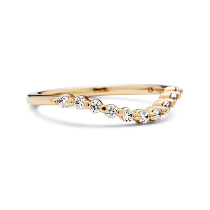 dot diamond curve ring band - natural diamond