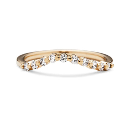 dot diamond curve ring band - natural diamond