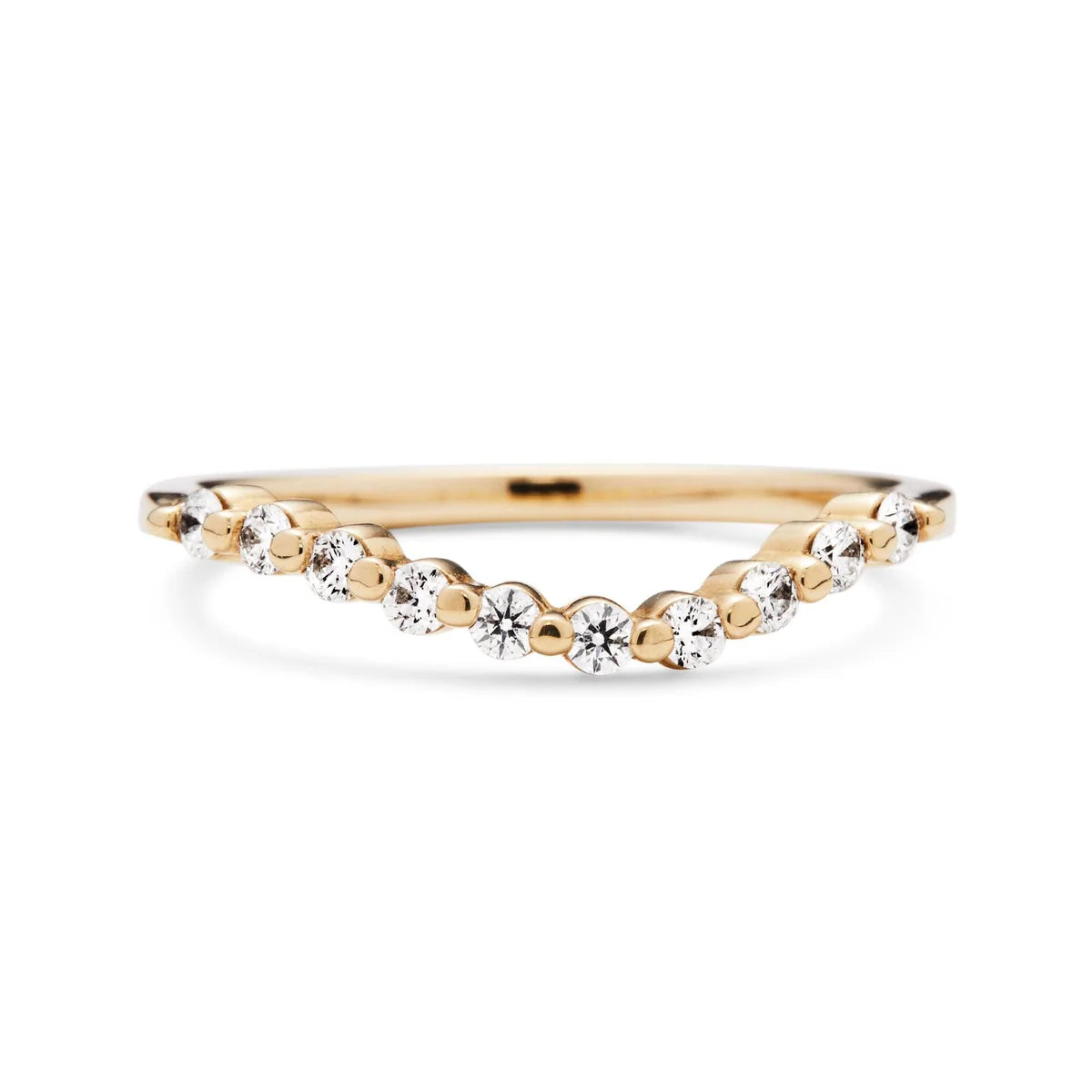 dot diamond curve ring band - natural diamond