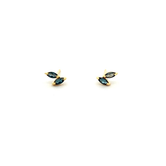 double marquise prong stud earrings - london blue topaz