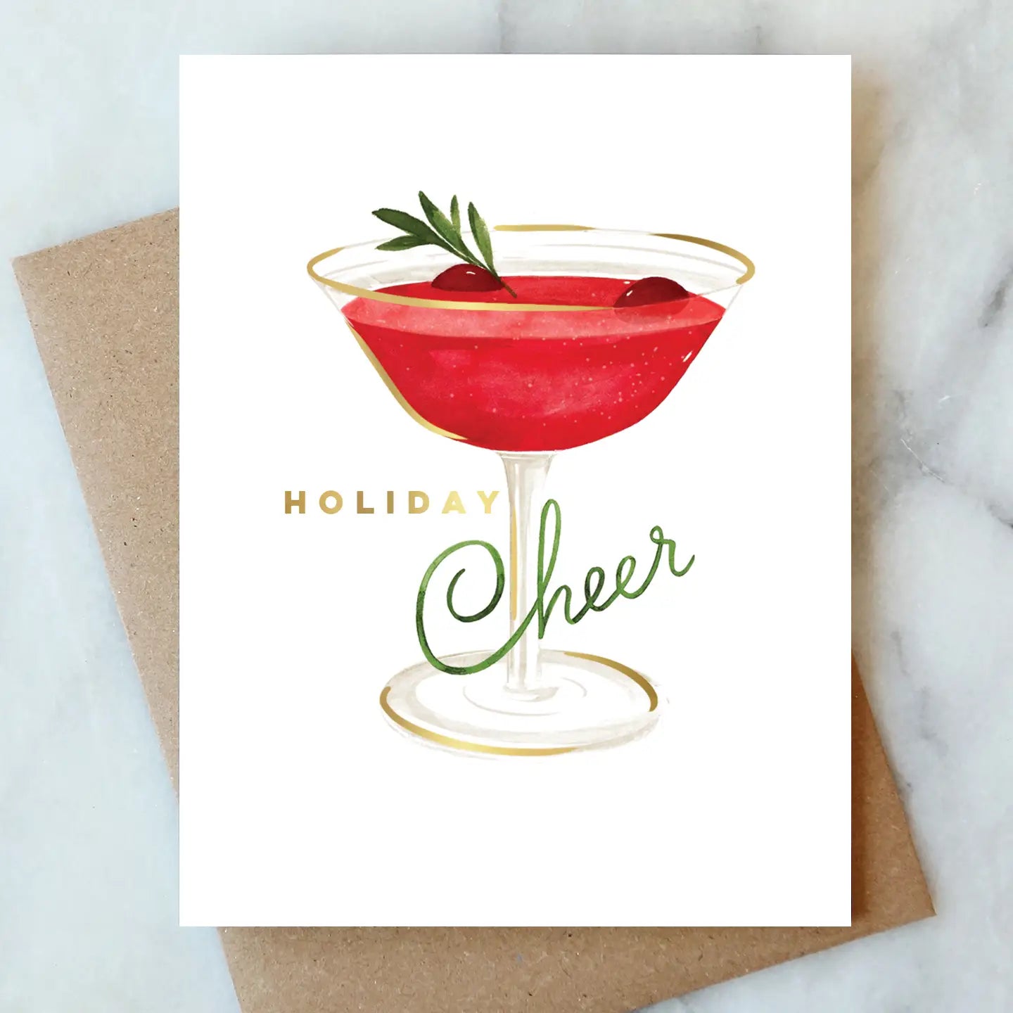 cranberry cocktail holiday greeting card