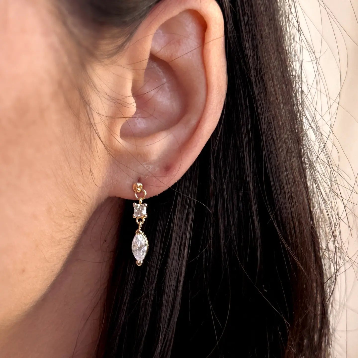 marquise + princess dangling earrings - cz