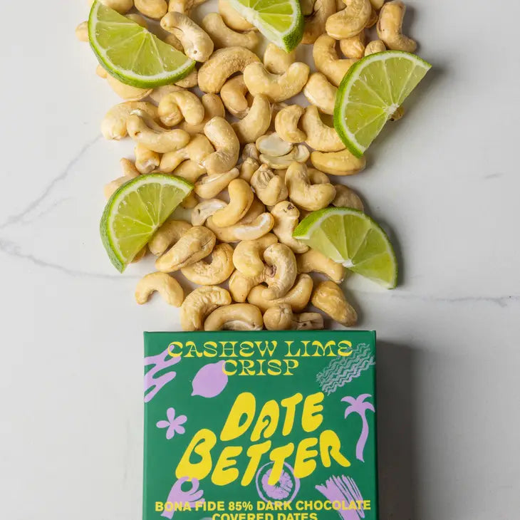 date better / chocolate covered dates - cashew lime crisp