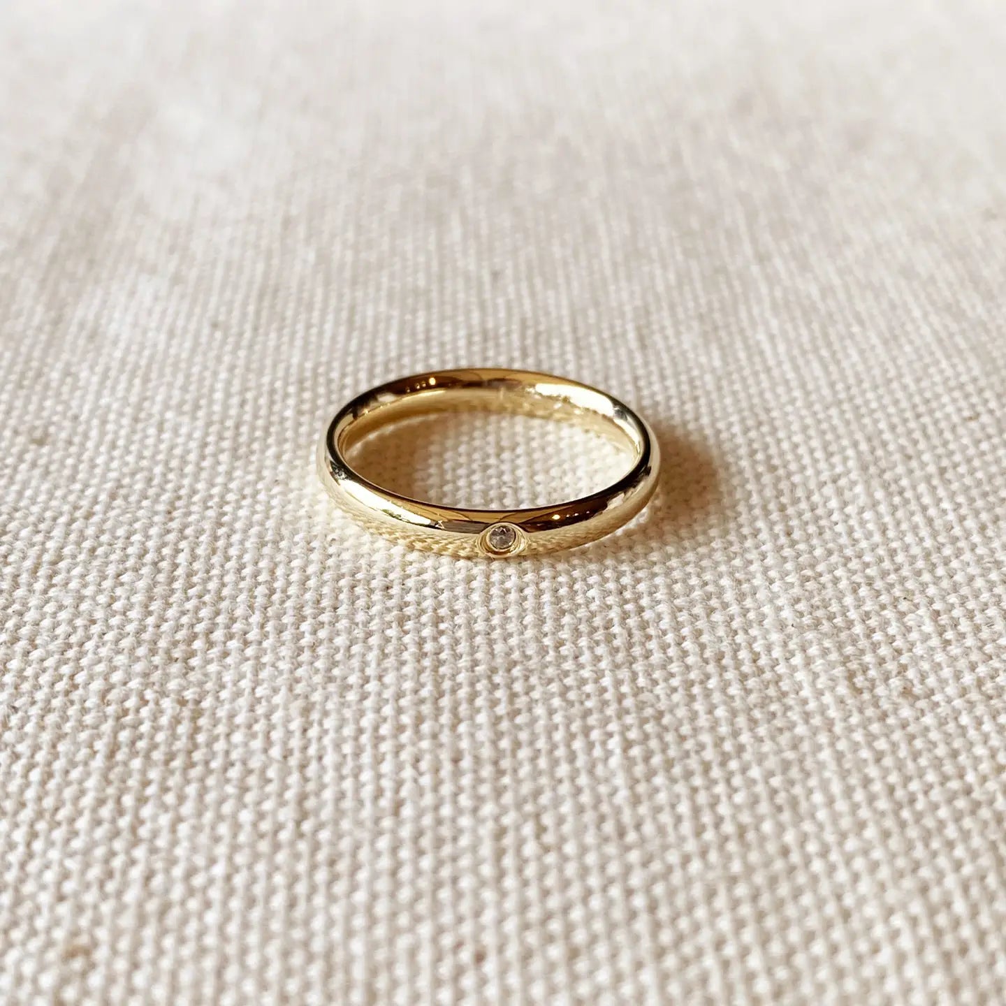 flush-set stone ring band - cz