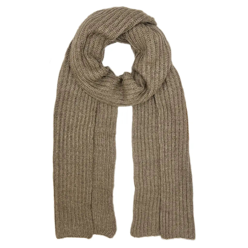 ribbed knit cashmere scarf - mocha