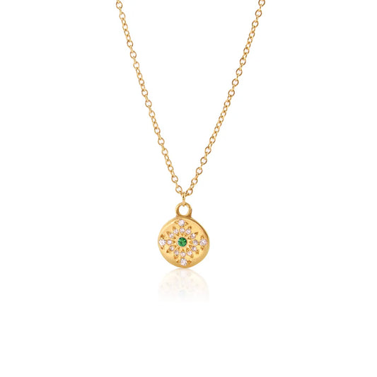 shimmer pendant necklace - emerald + natural diamond