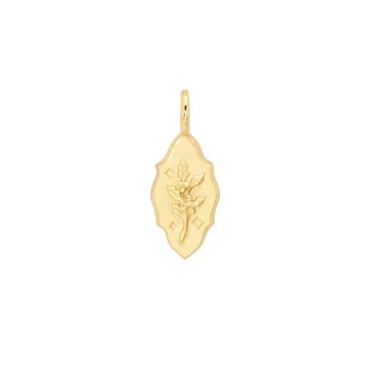 14k gold flower charm / december / holly
