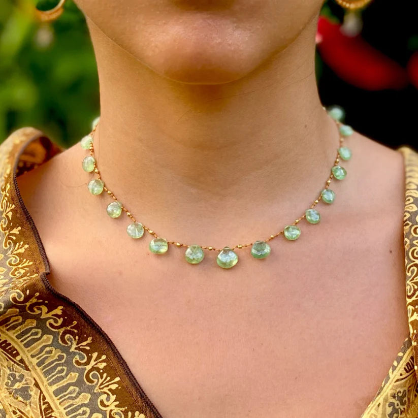 green kyanite & gold ali'i necklace