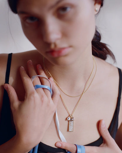 wwake / duo sapphire sister pendant charm