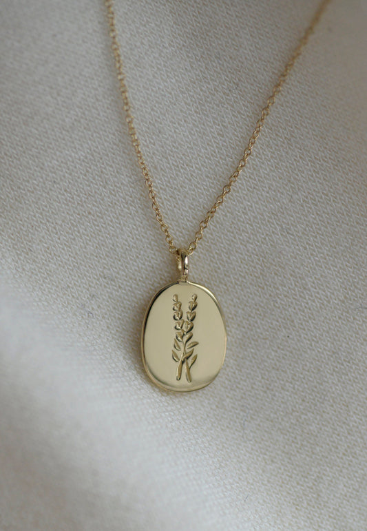 gold pendant necklace - lavender