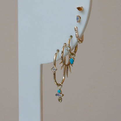 métier / petite triple gemstone clicker hoop earring - single