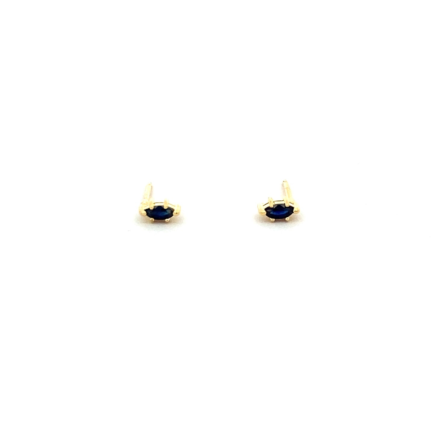 marquise claw-set stud earrings - blue sapphire