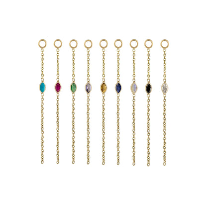 métier / single marquise gemstone chain plaque charm - single