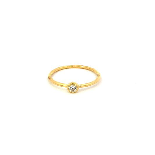 small round milgrain ring - cz