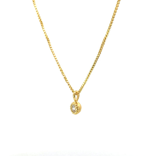 small round milgrain pendant necklace - cz