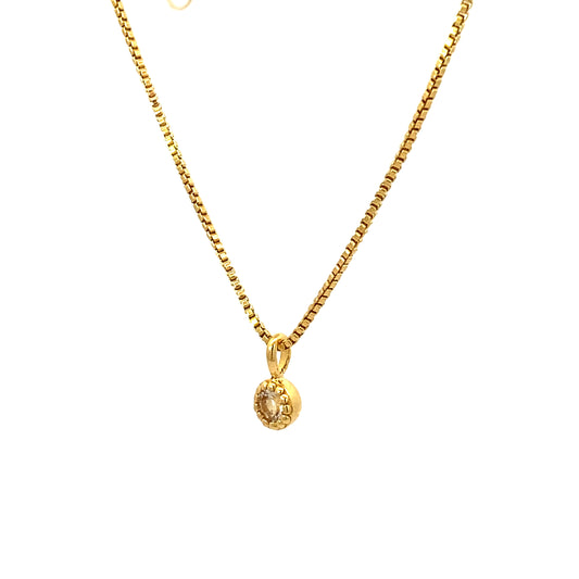 small round milgrain pendant necklace - morganite