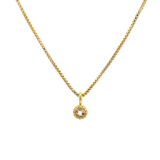 small round milgrain pendant necklace - morganite