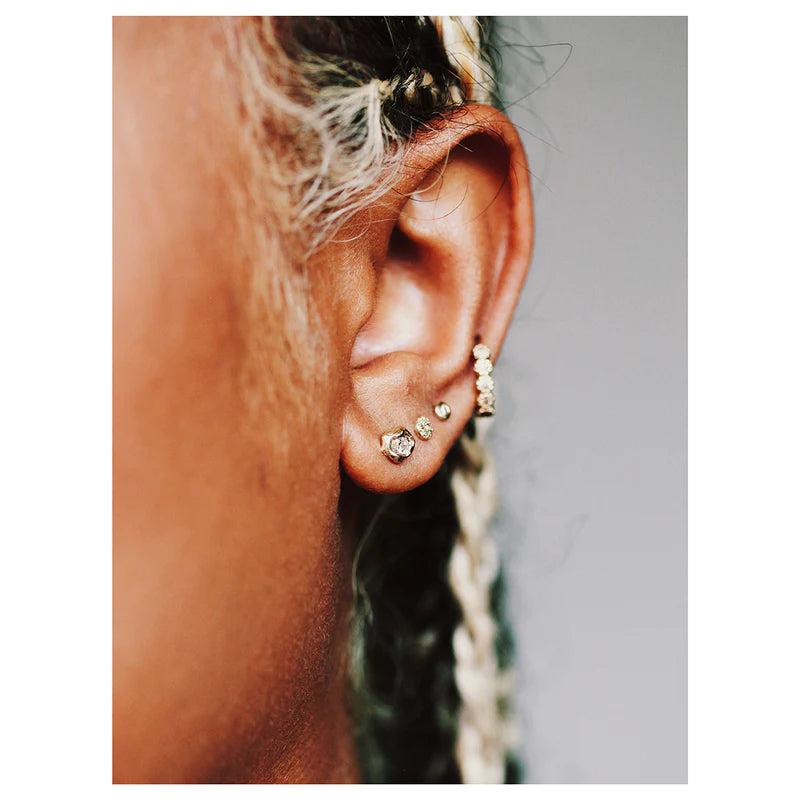 textured five diamond clicker hoop earrings - natural diamond
